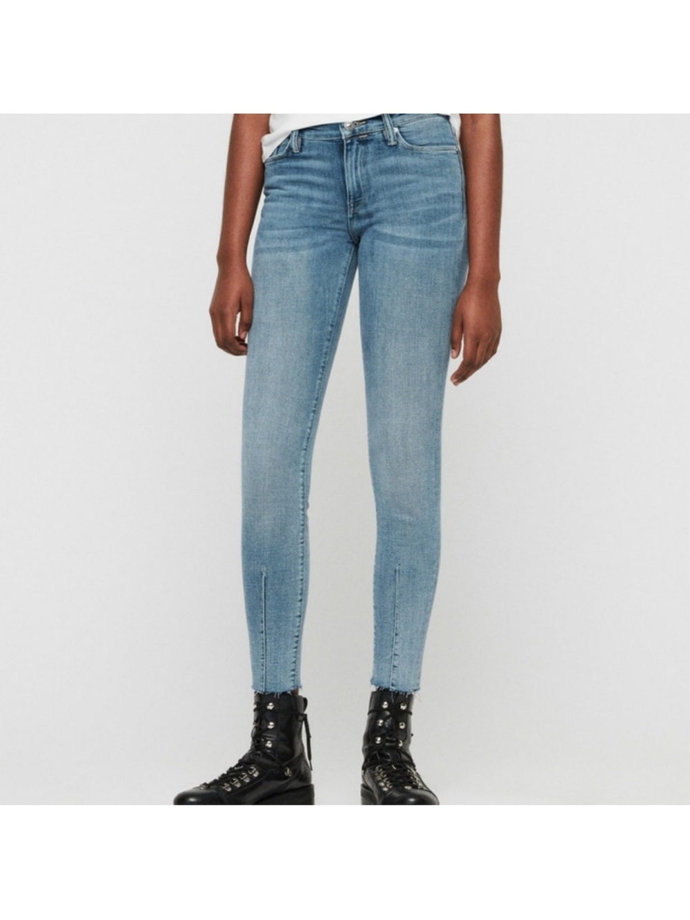 All Saints Grace Skinny Jeans in Light Wash Dart Hem Women’s Size 27